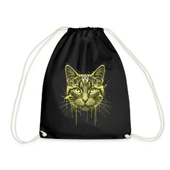 Portrait de chat Look Or – Noble Cat Face - Sac de sport léger - noir - Devant