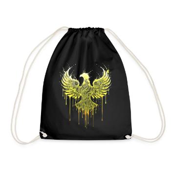 Phoenix of Gold – Noble Eagle Silhouette Street Art - Drawstring Bag - black - Front