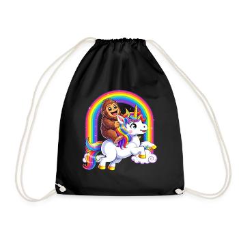 Bigfoot chevauchant licorne amoureuse de licorne Rainbow Sasquatch - Sac de sport léger - noir - Devant