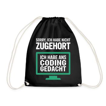 Gedanken statt Gehör am Pixelmonitor - Turnbeutel - Schwarz - Vorne