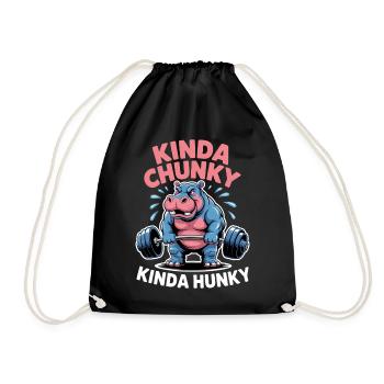 Gym Bear Chunky Hunky Joke Fitness Sayings Gift - Drawstring Bag - black - Front