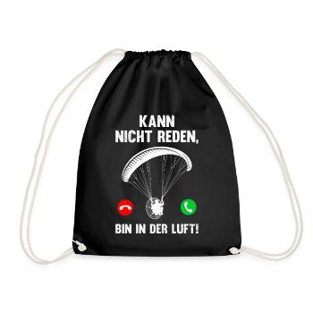 Motorschirm KANN NICHT REDEN BIN IN DER LUFT - Turnbeutel - Schwarz - Vorne