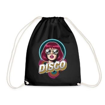 Disco Diva Neon Pop Art 70s Funk Afro Soul Retro - Drawstring Bag - black - Front
