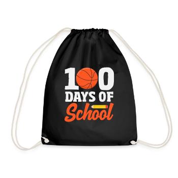 100 Tage Schule Basketball Sport Design - Turnbeutel - Schwarz - Vorne