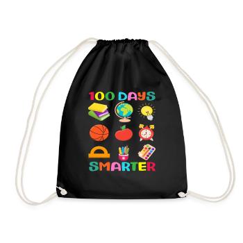 100 Tage Schlauer Schulsymbole Design - Turnbeutel - Schwarz - Vorne