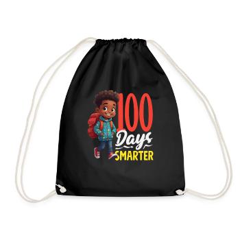 100 Tage Schlauer Schüler mit Rucksack - Turnbeutel - Schwarz - Vorne