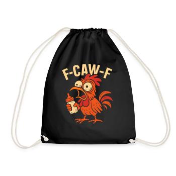 F-CAW-F Eltern Hahn Huhn Humor Geschenkidee - Turnbeutel - Schwarz - Vorne