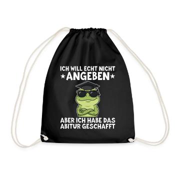 Abitur Bestanden Frosch Abschluss Geschenk - Turnbeutel - Schwarz - Vorne