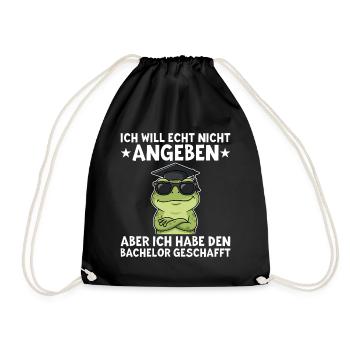 Bachelor Bestanden Frosch Abschluss Geschenk - Turnbeutel - Schwarz - Vorne