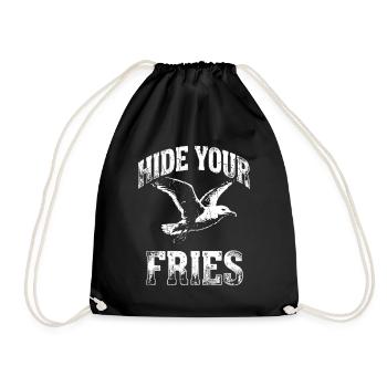 Hide Your Fries Seagull - Turnbeutel - Schwarz - Vorne