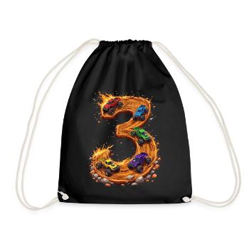 3rd Birthday, 3 Year Old Boy, Monster Truck - Drawstring Bag - black - Front