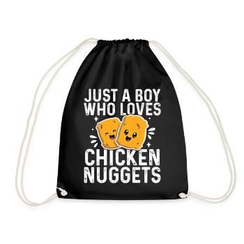 Nur ein Junge, der Chicken Nuggets liebt, lustige Kinder - Turnbeutel - Schwarz - Vorne