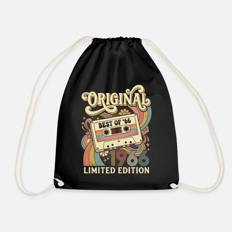 Groovy 1966 Vintage Cassette 60th Birthday - Drawstring Bag - black