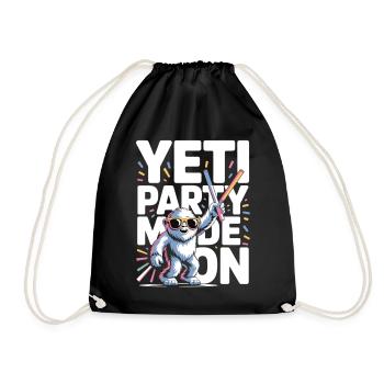 Yeti Party Mode – Funny Party Monster - Drawstring Bag - black - Front