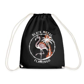 Black Metal Flamingo – Burning Palm Tree Gothic - Drawstring Bag - black - Front