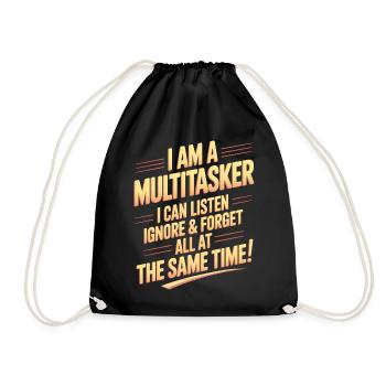 Multitasker Sayings Sarcasm Office Humor Gift - Drawstring Bag - black - Front