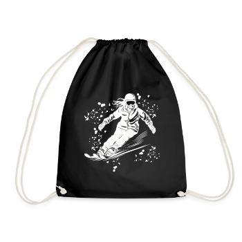 Alpine skiing Winter sports Nordic skiing - Drawstring Bag - black - Front