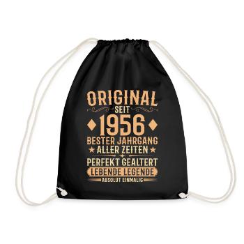 Original Jahrgang 1956 Baujahr Geburtstag - Turnbeutel - Schwarz - Vorne