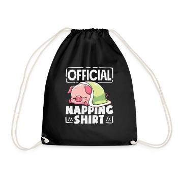 Offizielles Schlafshirt Schlafendes Schwein - Turnbeutel - Schwarz - Vorne