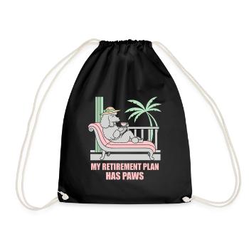Retirement with paws poodle pension dog - Drawstring Bag - black - Front