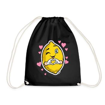 Lemon Heart Wink Emblem - Drawstring Bag - black - Front