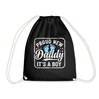 Expectant dad & father, birth son boy - Drawstring Bag - black - Front