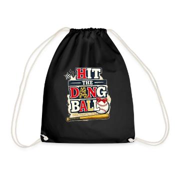 Hit the Dang Ball Baseball Shirt – Funny Tee - Drawstring Bag - black - Front