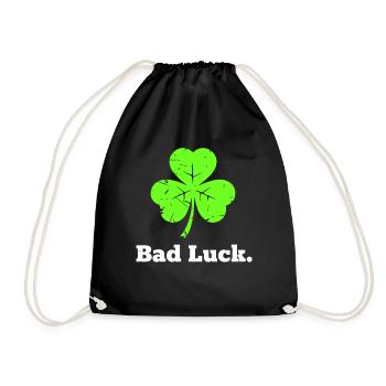 Bad Luck Shamrock Funny - Drawstring Bag - black - Front