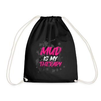 Mud is my therapy Schlammlauf Mud Run Muddy Race - Drawstring Bag - black - Front