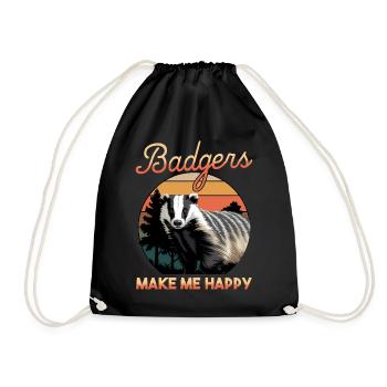 Funny Animal Badger - Turnbeutel - Schwarz - Vorne