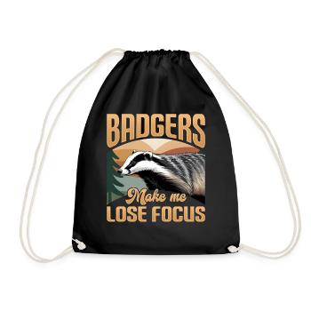 Funny Animal Badger - Turnbeutel - Schwarz - Vorne