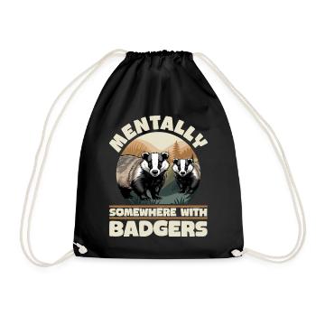 Funny Animal Badger - Turnbeutel - Schwarz - Vorne