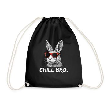 CHILL BRO – Lustiges Hase mit Sonnenbrille - Turnbeutel - Schwarz - Vorne