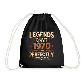 56th Birthday Gift Husband April 1970 Legendary - Drawstring Bag - black - Front