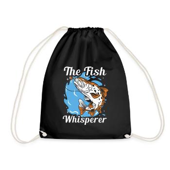 The Fish Whisperer – Funny Angler Saying - Drawstring Bag - black - Front