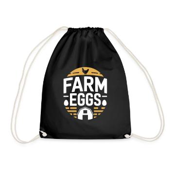 Farm Eggs Hühnerhalter Huhn - Turnbeutel - Schwarz - Vorne