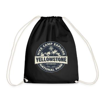 Wandercamp Erkunden Sie den Yellowstone-Nationalpark - Turnbeutel - Schwarz - Vorne
