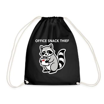 Office Snack Thief Raccoon Office Humor - Drawstring Bag - black - Front