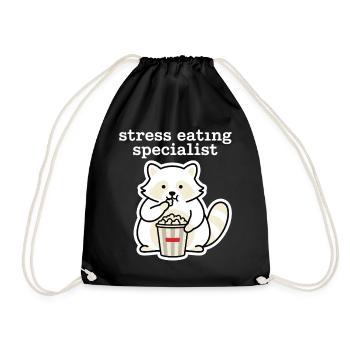Stress Eating Specialist Raccoon - Drawstring Bag - black - Front