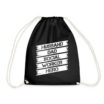 Social Worker Quote Husband Dad Hero Social Work - Drawstring Bag - black - Front