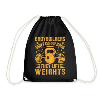 Fitness Motivation Bodybuilder Lift Weights - Drawstring Bag - black - Front