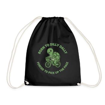 Garden turtle on the bike - Drawstring Bag - black - Front