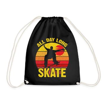 Coucher de soleil rétro de skate toute la journée - Sac de sport léger - noir - Devant