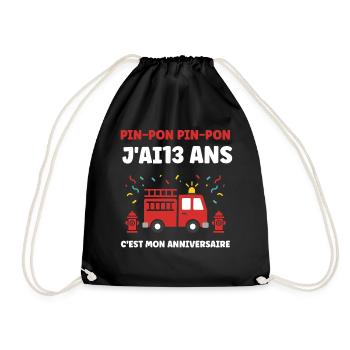 13 ans Anniversaire Camion Pompier - Sac de sport léger - noir - Devant
