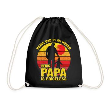 Papa Is Priceless: Dad Honor - Drawstring Bag - black - Front