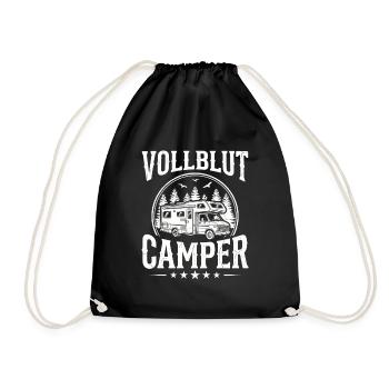 Camper Shirt for Real Camping Fans - Drawstring Bag - black - Front