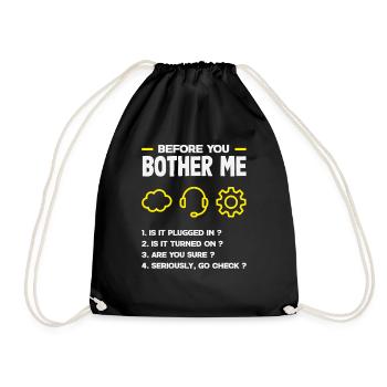 Avant que vous ne m’embêtiez, liste de support technique IT - Sac de sport léger - noir - Devant