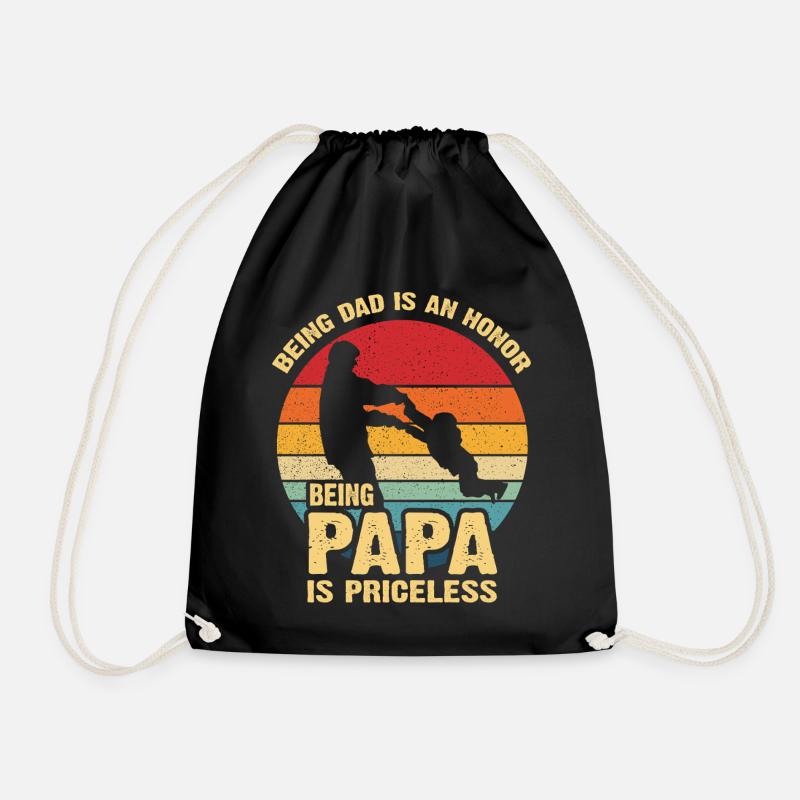 Papa Pride Sunset Retro - Drawstring Bag - black