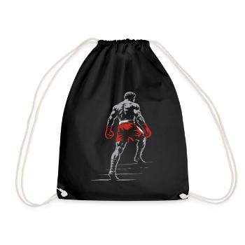 Boxer mit Boxhandschuhen - Turnbeutel - Schwarz - Vorne