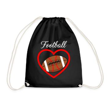 Football Heart Love Sports - Drawstring Bag - black - Front